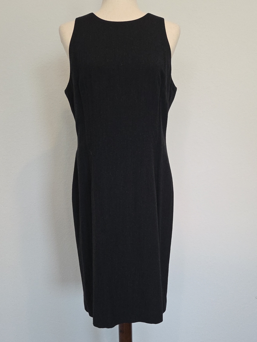 Nordstrom Collection Black Classic Sleeveless Sheath Pencil Dress Wool Blend